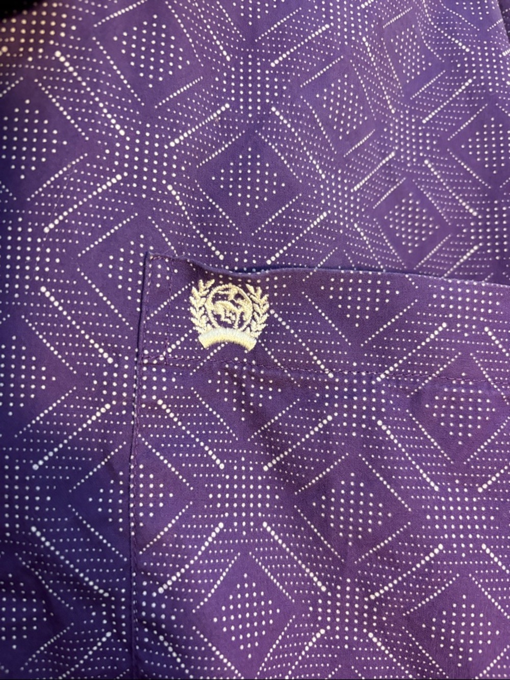 Cinch Purple Diamond-Pattern Long Sleeve Button-Down Shirt - Picture 3 of 7